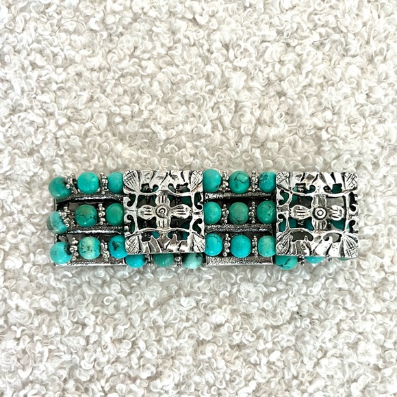 turquoise & silver elasticize bracelet - Picture 10 of 17